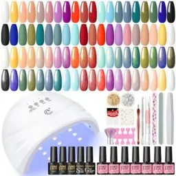 Produktbild: PEACECOLOR UV Nagellack Set mit UV Lampe, 20 Farben Nagelset Gelnägel Starterset Gel Nagellack Set mit Base Coat Top Coat Gel Maniküre Set Gel Nägel Selber Starterset