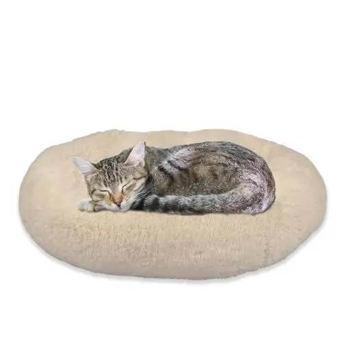 Produktbild: Mediashop Peaceful Pooch S - Flauschiges Hundebett & Katzenbett - gelenkschondendes Hundekissen - waschbarer Bezug - Hundekörbchen - Donut Kissen für Hunde & Katzen