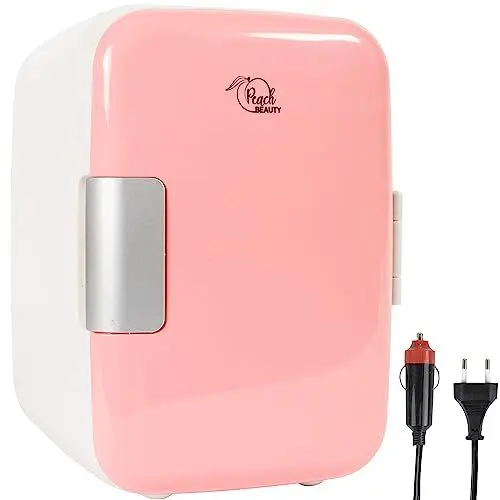 Produktbild: Peach Beauty® Mini Kühlschrank l Kosmetik Kühlschrank/Skincare Fridge oder Getränke Kühlen l zum Kühlen & Heizen l für Hause, Zimmer & Auto - Rosa - 4L