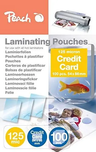 Produktbild: Peach Laminierfolien 54x86mm Kreditkarte - 125 mic - 100 pouches - glänzend - kompatibel mit Laminiergeräten aller Markenhersteller - PP525-07