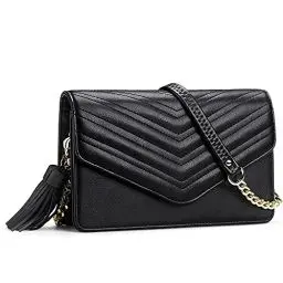 Produktbild: Peacocktion Damen Umhängetasche, Kleine Crossbody Taschen Geldbörse Handtasche Schultertasche Reisepass Handytasche Geldbeutel mit RFID Kartenfächer, 001-Schwarz
