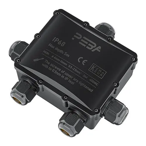Produktbild: PEBA Abzweigdose IP68 Verteilerdose Wasserdichte Kabelverbinder Klemmdose für Aussen 5-Wege für Kabel mit einem Durchmesser von 4–14 mm, Schwarz