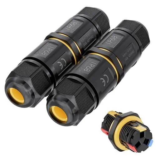 Produktbild: PEBA Kabelverbinder Wasserdicht 3 polig, IP68 Wasserdichte Kabelverbinder 4-12mm Kabeldurchmesser, Verteilerdose außen, 3-Leiter, Verbindungsklemme mit Hebel für Outdoor, 2 Stück Abzweigdose Schwarz