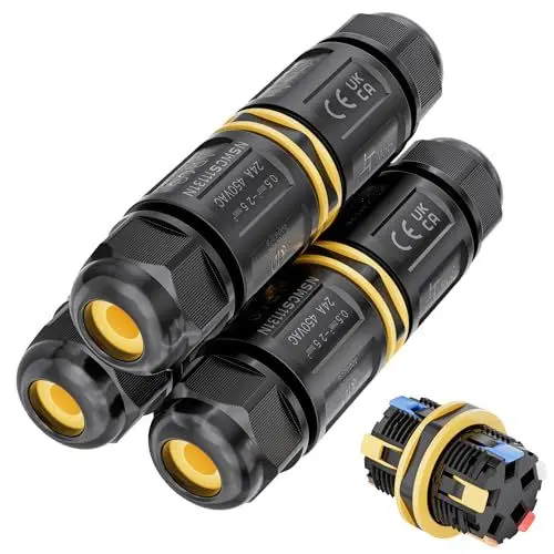 Produktbild: PEBA Kabelverbinder Wasserdicht 5 polig, IP68 Wasserdichte Kabelverbinder 4-14mm Kabeldurchmesser, Verteilerdose außen, 5-Leiter, Verbindungsklemme mit Hebel für Outdoor, 3 Stück Abzweigdose Schwarz