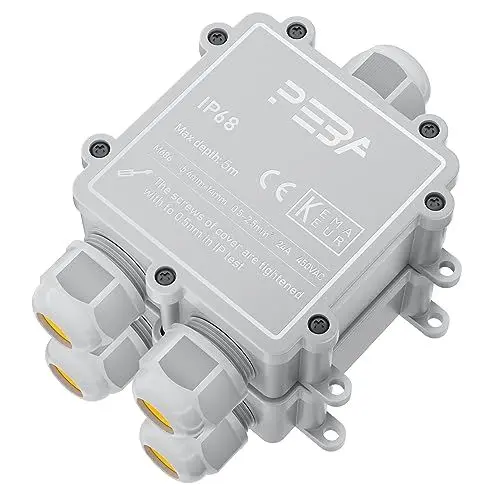Produktbild: PEBA Wasserdicht Abzweigdose Erdkabel Kabelverbinder IP68 Verteilerdose 4mm-14mm kabel für außen garten outdoor wasserdichte verbinder box 3-Wege steckdosen gris (2 Stück)