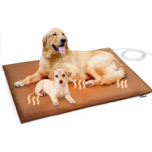 Produktbild: Pecute Haustier Heizkissen Hundebett Grosse Hunde Katze, Wärmematte Hundekissen Waschbar mit Konstante Temperatur, Sichere Wasserdichte Heizdecke Hundematte, für Neugeborene & Ältere Tiere XL 80*60cm