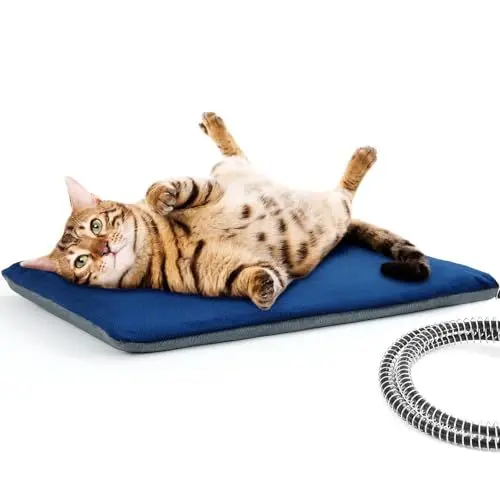 Produktbild: pecute Haustier Heizkissen, Outdoor Heizdecke Haustier wasserdichte IPX7, Elektrisches Heizkissen für Katzen, Heizmatte 9-stöckige Struktur mit Anti-Bite-Schlauchwickel Kabel(S, 30x40cm)