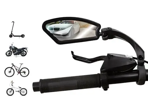 Produktbild: PEDAL HEROES Fahrradspiegel mit Putztuch und Tasche (links, klappbar) - stabiler Fahrradspiegel für e-bike - Rückspiegel Fahrrad - Spiegel Fahrrad am Lenker
