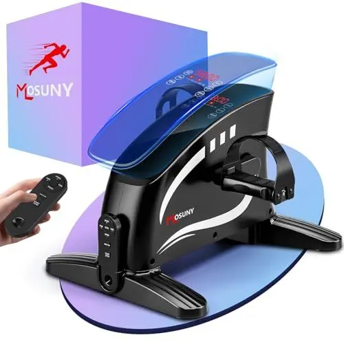 Produktbild: Pedaltrainer, MOSUNY 2025 Verbesserter Elektrisch Pedaltrainer für Zuhause mit 15 Geschwindigkeiten, großem LCD-Display + Fernbedienung & Antirutschmatte, Beintrainer Senioren Mini Heimtrainer (MC58A)
