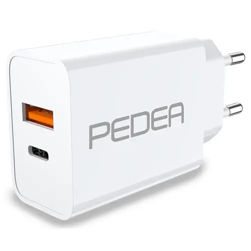 Produktbild: PEDEA 20W USB-C Schnellladegerät | 2-Ports Mehrfach Handy-Ladegerät mit USB-C und USB-A | Power Delivery Fast-Charger | Adapter für iPhone 15 14 13 Pro Max | Galaxy S23 S22 S21 | Pixel 8 7 6, weiß