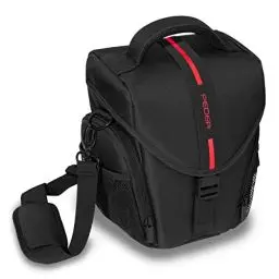 Produktbild: Pedea Kameratasche Essex für Spiegelreflexkamera DSLR SLR Fototasche für DLSM Systemkamera Objektive und Zubehör mit Regenschutzhülle, Gr. L rot