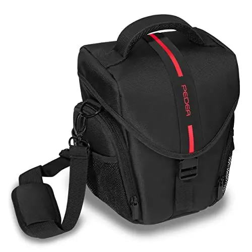 Produktbild: Pedea Kameratasche Essex für Spiegelreflexkamera DSLR SLR Fototasche für DLSM Systemkamera Objektive und Zubehör mit Regenschutzhülle, Gr. L rot