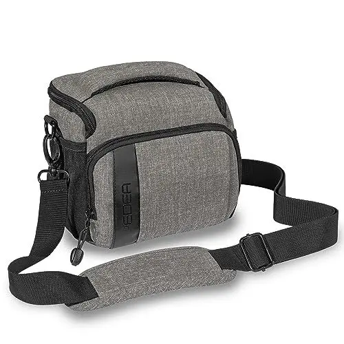 Produktbild: Pedea Kameratasche Fashion für Spiegelreflex DSLR SLR Spiegelreflexkamera Fototasche für DLSM Systemkamera mit Regenschutzhülle für Zubehör und Objektive, Gr. L hellgrau