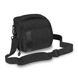 Produktbild: Pedea Kameratasche Fashion für Spiegelreflex DSLR SLR Spiegelreflexkamera Fototasche für DLSM Systemkamera mit Regenschutzhülle für Zubehör und Objektive, Gr. L schwarz