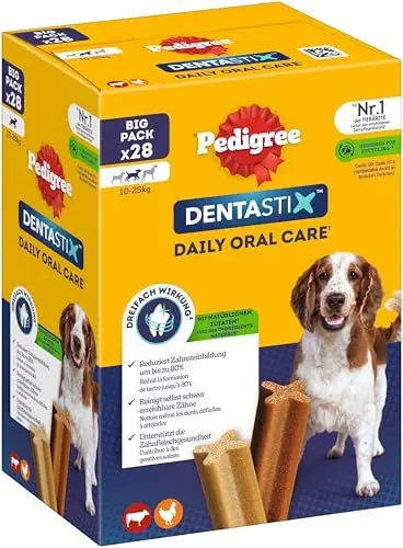 Produktbild: Pedigree Hundesnacks Dentastix, für mittelgroße Hunde 10-25kg, 28 Sticks, 720 g