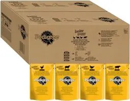 Produktbild: Pedigree Junior Multipack Gemischte Selektion in Gelee - Hundenassfutter im Portionsbeutel für junge Hunde - 4 Varietäten - 84 x 100g