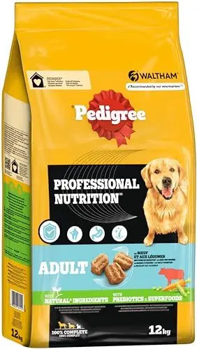 Produktbild: Pedigree Professional Nutrition Adult Hunde Trockenfutter für ausgewachsene Hunde mit Rind und Gemüse 12kg