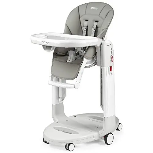Produktbild: Peg Perego Tatamia Follow Me Multifunktions-Hochstuhl für Neugeborene, Babywippe, Schaukelstuhl, 6 Räder, zusammenklappbar, für Kinder von 0 bis 3 Jahren (0-15 kg), Ice