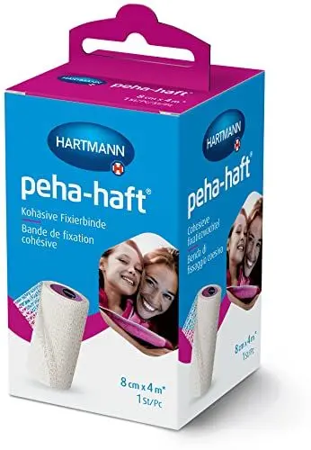 Produktbild: peha-haft: Die selbsthaftende, elastische Binde zur Fixierung von Kompressen & Polstermaterial, sowie zur Stabilisierung von Muskeln und Gelenken·· 8cm x 4 cm, 1 Stk.