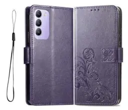 Produktbild: PEIYE Geprägte Hülle für Vivo V40 SE, Klappbar Lederhülle Flip Cover Case, Schutzhülle Handyhülle mit Kartenfach und Geldfach, TPU-Innenteil, Magnetverschluss, Standfunktion,Dunkelviolett