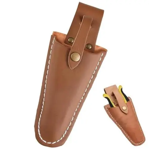 Produktbild: peiyee Gürtelhalter Gartentasche Tasche, Cuttermesser Tasche FüR GüRtel, Gartenschere Holster Tasche Lederetui, Gartenschere Lederholster FüR Abscheren Messer Zangen Werkzeug Messer Aufbewahrung,Braun