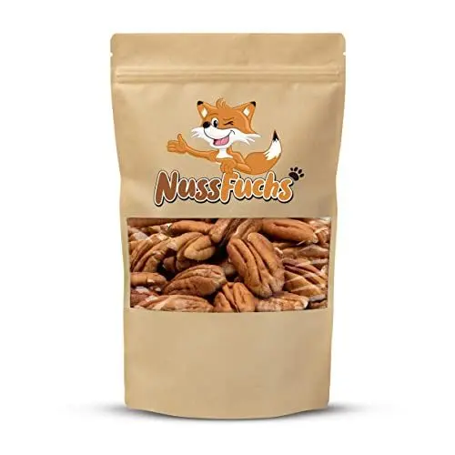 Produktbild: Pekannuss Pecanuss 1kg ganze Pekannusskerne roh ohne Schale - naturbelassen ungeröstet ungesalzen - ganze Pekannuss Kerne Hälften naturbelassen ohne Zusätze ungeschwefelt - NussFuchs (1kg Beutel)