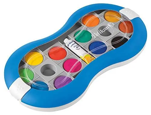 Produktbild: Pelikan Deckfarbkasten Space, 12 Farben + 1 Tube Deckweiß, Blau