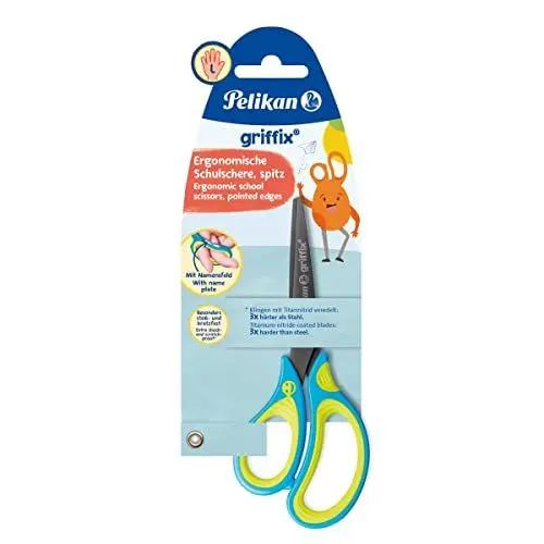 Produktbild: Pelikan Schulschere Griffix spitz, für Linkshänder, Neon Fresh BLUE, 1 Stück