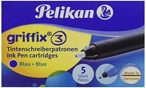 Produktbild: Pelikan T1R Griffix Refills Tintenschreiber Faltschachtel mit 5 Patronen, löschbar, blau