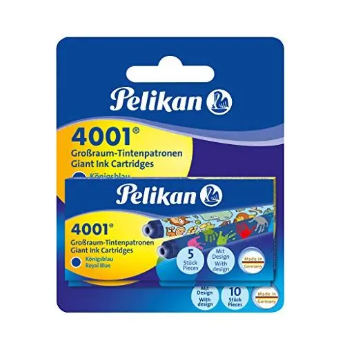 Produktbild: Pelikan Großraum-Tintenpatronen 4001 Tinte Königsblau, Bunt bedruckt, 10 Stück