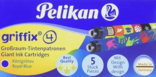 Produktbild: Pelikan P1R3 Griffix Refills Füllhalter Faltschachtel mit 5 Patronen, löschbar, blau