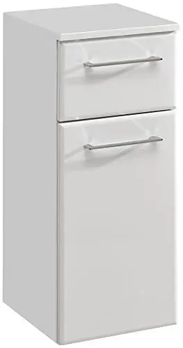 Produktbild: Pelipal Badezimmerschrank Quickset 376 in Weiß Hochglanz, 30 cm breit | Unterschrank mit 1 Tür, 1 Schubkasten und 1 Glas-Einlegeboden