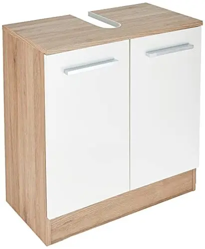 Produktbild: Pelipal Waschbeckenunterschrank Quickset 380 in Weiß Glanz/Sanremo Eiche Terra, 60 cm breit | Waschbeckenschrank ohne Waschbecken mit 2 Türen