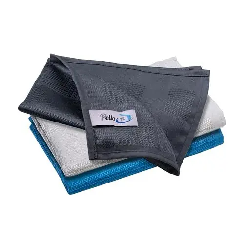 Produktbild: Pella Mikrofasertücher 3er Set | Großes Mikrofaser Putzlappen für Auto | Microfaser Fensterputztücher | Allzweck-Microfasertücher | Küchen Waschbare Spültücher | Reinigungstücher 40 x 60 cm