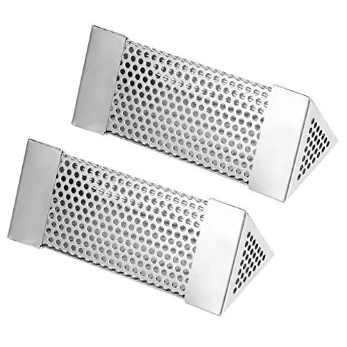 Produktbild: 2 Stück BBQ Grill Räucherrohr Netzrohr Pellets Räucherbox 6 Zoll Edelstahl Grillzubehör (Triangular)