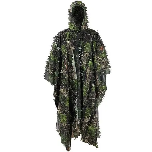Produktbild: PELLOR 3D-Blätter Ghillie Suit Tarnanzug Ghillie Umhang Schnelltrocknend, Tarnkleidung für Jagd Camping Outdoor Militär Jagd Verdeckt CS Tierfotografie Festschmuck (Grün)