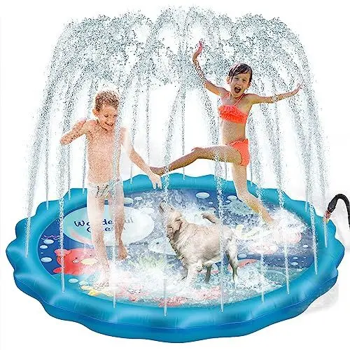 Produktbild: Pellor Splash Pad 170cm,Splash Play Matte Sprinkler Wasser-Spielmatte Anti-Rutsch Spielzeug Sprinkler Play Matte Sommer Outdoor Spielzeug, Garten Wasserspielzeug Kinder Baby Pool Pad Spritzen