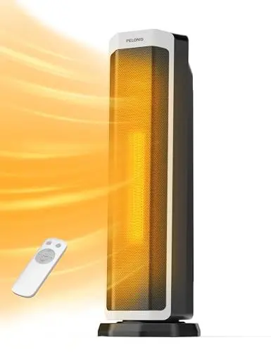 Produktbild: PELONIS 2 in 1 Elektrische Raumheizung 2000W mit Fernbedienung, energieeffiziente, tragbare Keramikheizung, 75° Oszillation, einstellbarer Thermostat, Kipp- und Überhitzungsschutz