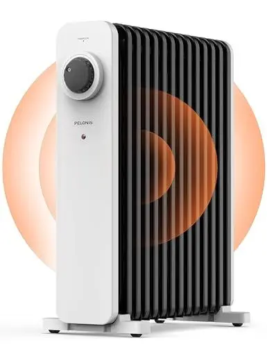 Produktbild: PELONIS Ölradiator 2500W, Mobile Ölradiator Energiesparend 13 Rippen mit Thermostat & 3 Leistungsstufen, Radiator Heizung Elektrisch mit Überhitzungsschutz, Elektro Heizkörper Weiß