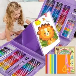 Produktbild: PENCCOR Premium Malset Deluxe – 208-teilig – Malkoffer für Kinder Anfänger Tolles-Buntstifte Set, Wasserfarben, Ölpastellfarbe, zeichenstifte, Bleistifte als Zeichenset Geschenk Kinder