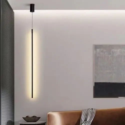 Produktbild: Pendelleuchte schwarz industrielle lineare lange Röhren moderne minimalistische LED Hängelampe Decken Downlight Kronleuchter Beleuchtungskörper für Schlafzimmer Nachttisch TV Wanddekoration Wohnzimmer