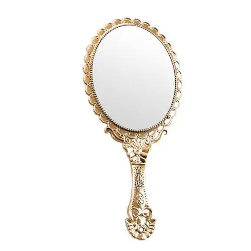 Produktbild: PENIKOKO Retro Handspiegel Mit Langem Griff Dekorativer Tragbarer Kosmetikspiegel Für Damen Für Make-up Und Frisuren Handlich Für Unterwegs Elegantem Roségold