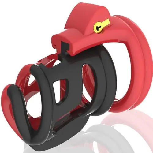 Produktbild: Peniskäfig Chastity cage männer Käfiglänge 6cm Keuschheitskäfig herren Penies käfig Cock cage Set 4 Ring ⌀4/4,3/4,8/5,2 Penis käfig Keuschheitsgürtel für herren Chastity belt Penis cage N41 (Rot)
