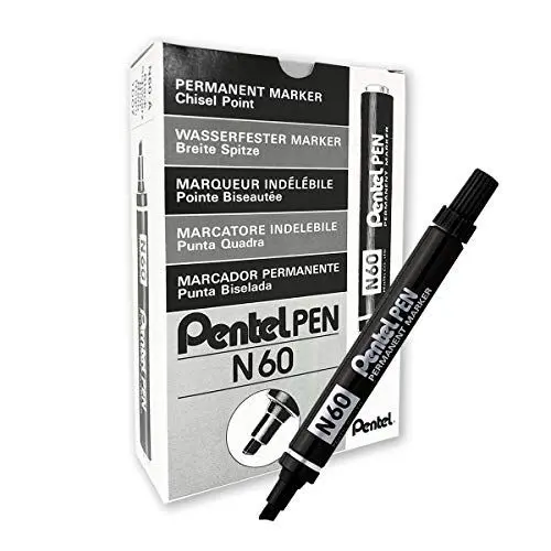 Produktbild: Pentel N60 Permanentmarker Keilspitze 1,5-2 mm Strichbreite 12 Stück schwarz
