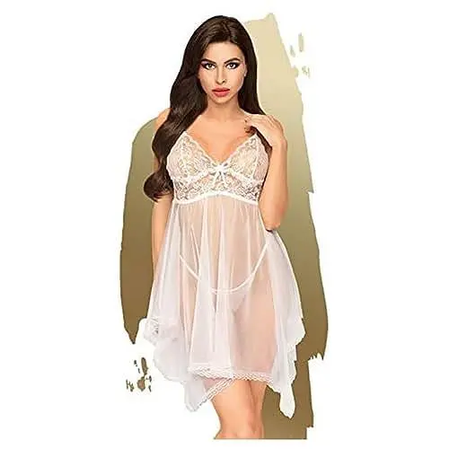 Produktbild: Penthouse, Babydoll, Negligee, verschiedene Größen, Dessous, 'Naughty doll', 2 Teile, weiß, Größe:S-M