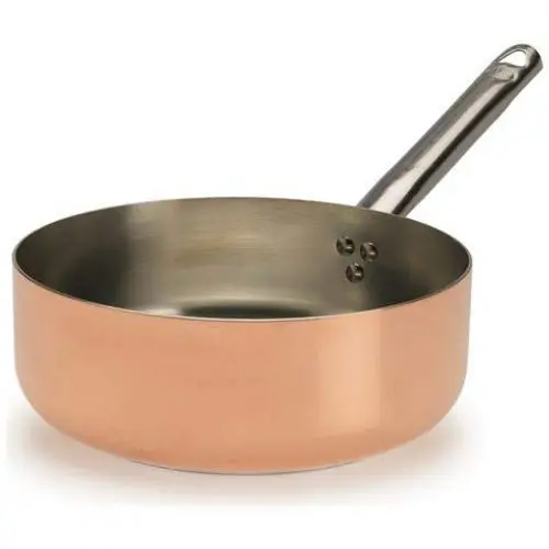 Produktbild: Pentole Agnelli ALCU107PI28 Niedriger Auflauf, verzinntes Kupfer mit doppeltem Boden zur Induktion, mit röhrenförmigem Edelstahlgriff, 28 cm