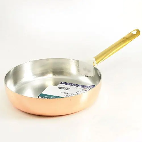 Produktbild: Pentole Agnelli ALCU11132 Pfanne aus handverzinntem glattem Kupfer mit röhrenförmigem Messinggriff, 32 cm