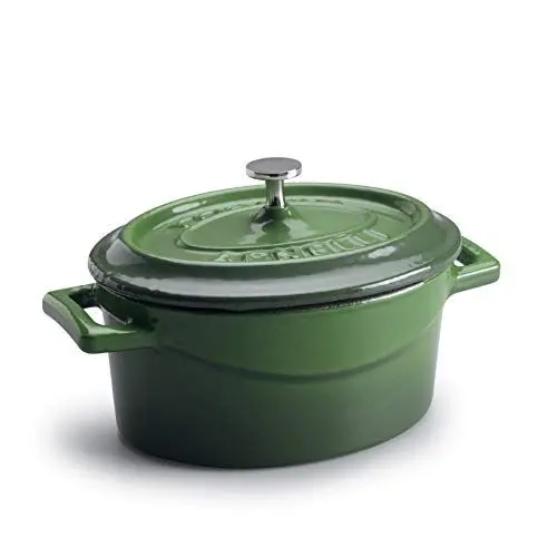 Produktbild: Pentole Agnelli Slowcook Ovale Kasserolle aus Gusseisen mit 2 Griffen, grün, 12 cm
