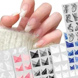 Produktbild: Penubuy 6 Blatt Französische Nagelsticker Maniküre Dekorationen，Selbstklebend Nagelaufkleber，Dekoration Nageldesign Zubehör，Nail Art Sticker Aufkleber für Frauen/Mädchen
