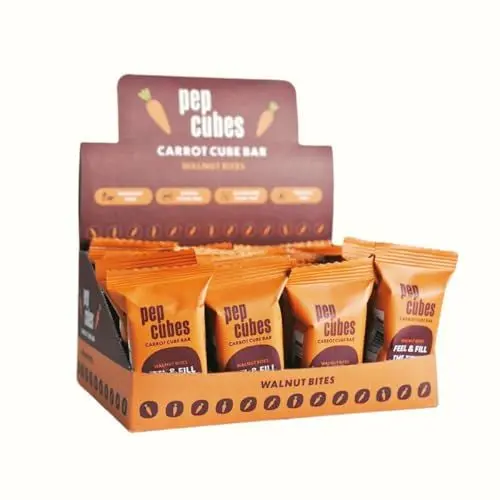 Produktbild: PepCubes Protein Riegel Karrote Snacks, ballaststoffreicher, kalorienarmer Snack mit spezieller Gewürzmischung, länger satt bleiben, 30 G. 24 Würfel